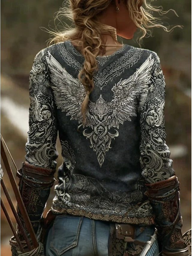 Women's Boho VIKING T Shirt Graphic Vintage Bohemia Vintage