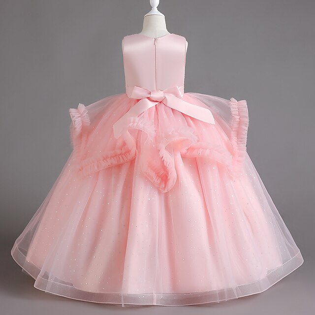 Sequin Color Kids Sleeveless Party Dress Girls' Solid