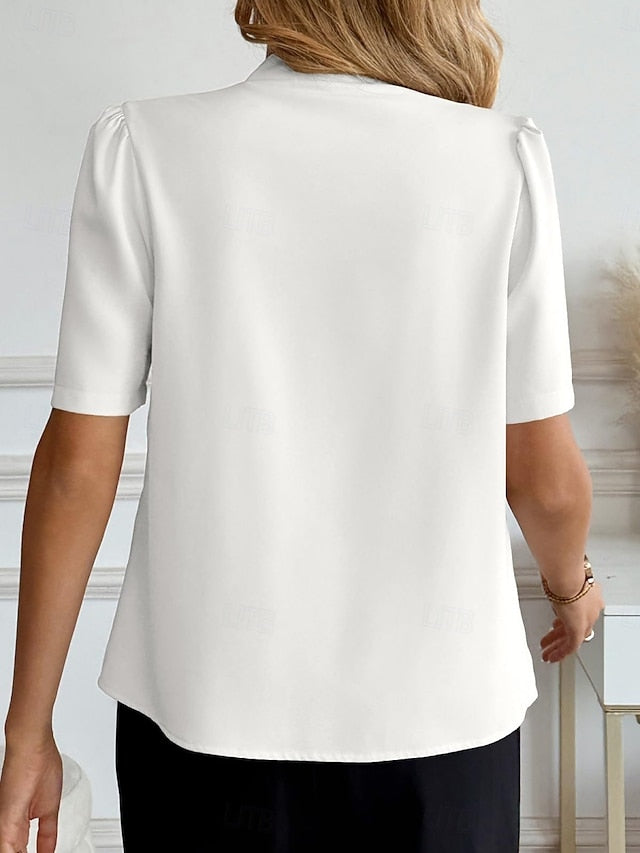 Women's Shirt Blouse Buttons Plain Active Stylish Short