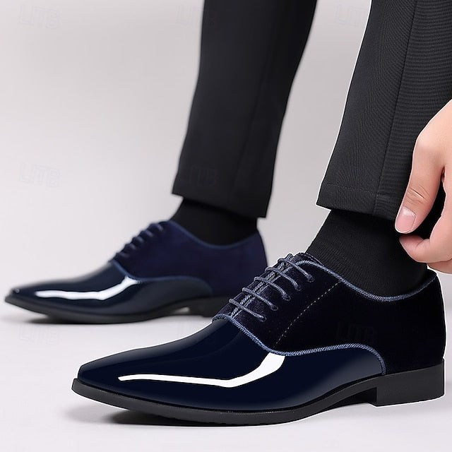Blue with Patent Men's Leather Navy Oxford Shoes