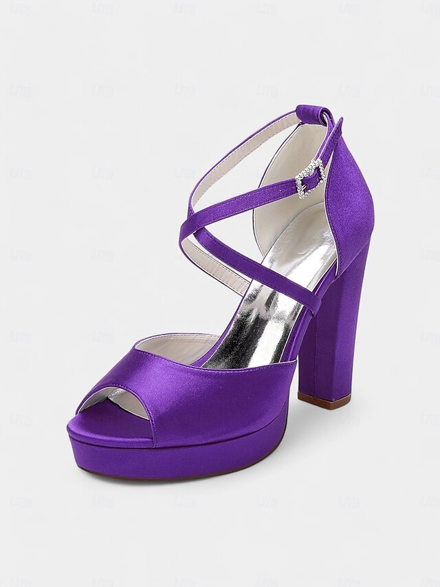 Satin High Heel and with Peep Women's Toe Platform Sandals