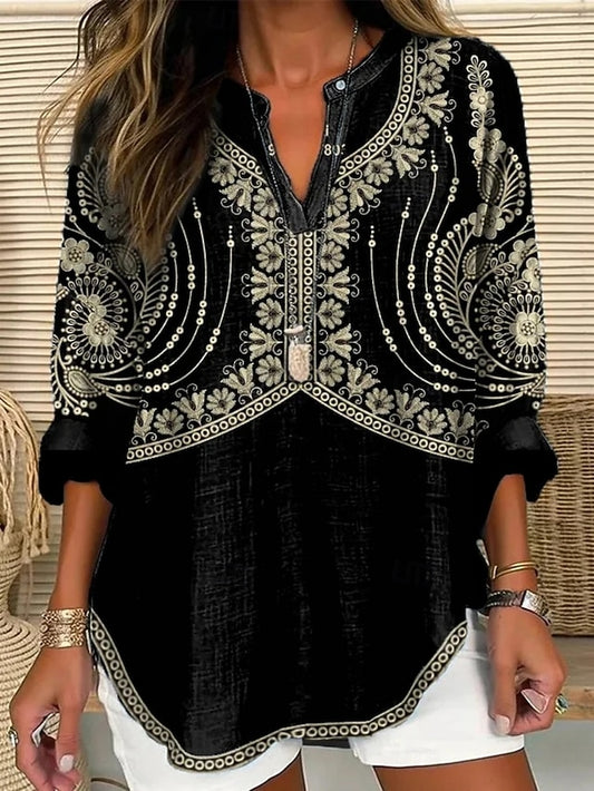 Women's Shirt Buttons Print Graphic Vintage Daily Casual
