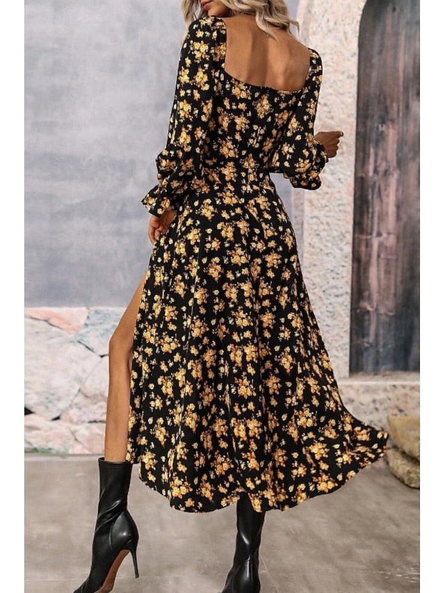 Women's Midi Dress Graduation Dress Floral Dress Fashion