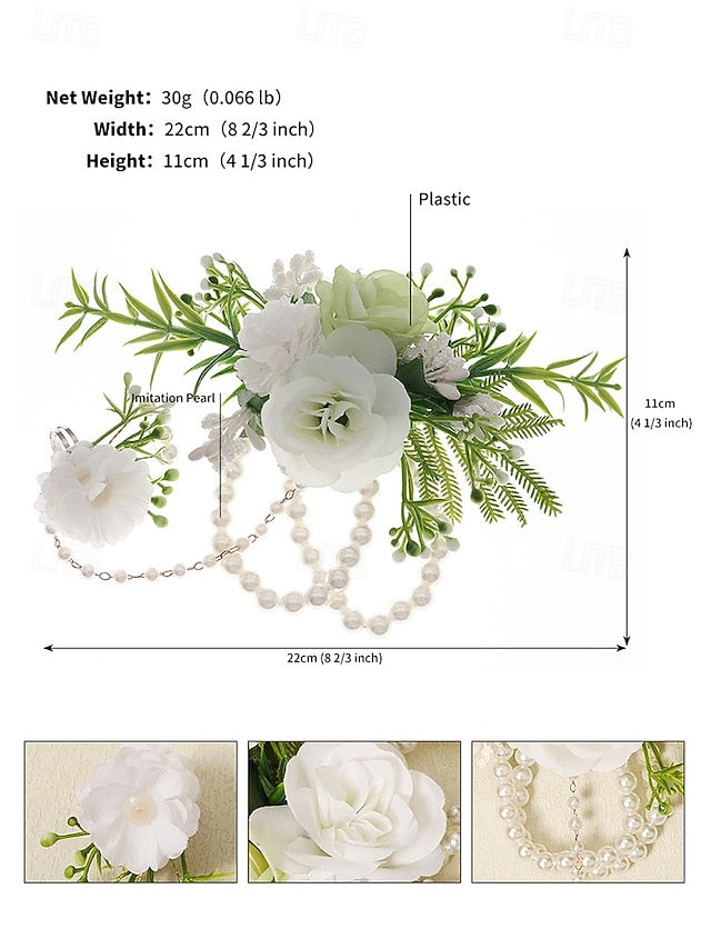 Pearls and Hand Jewelry – Floral Set White Wrist Elegant with
