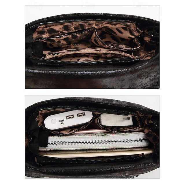 Red Shoulder with Bag Whipstitch Chain Faux Leather Detailing