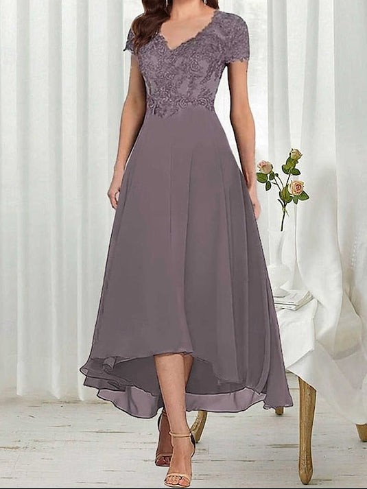 Bride Neck A-Line of Elegant V Mother Dress Simple the