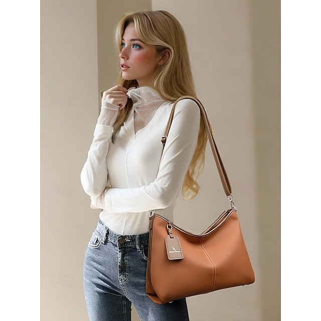 Hobo Accents Green Bag Faux with Brown Leather