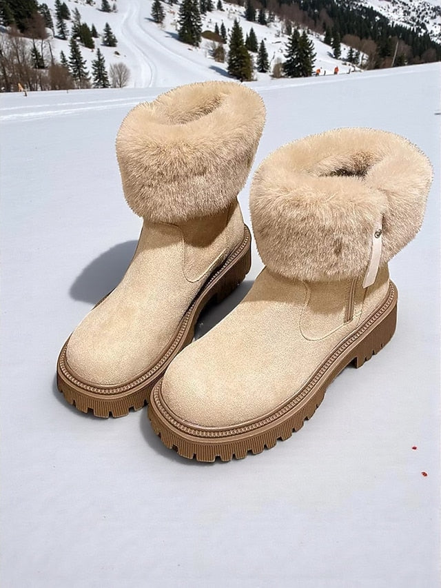 Women's Faux Fur Lined Winter Boots - Stylish and Warm