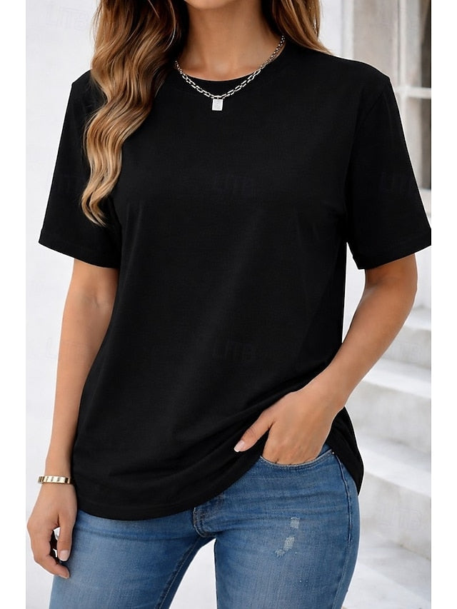 Women's T Shirt 100% Cotton Solid Color Stylish Classic