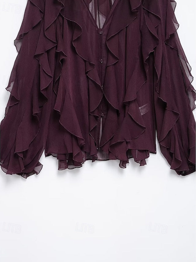 Women's Shirt Blouse Layered Plain Stylish Modern Long
