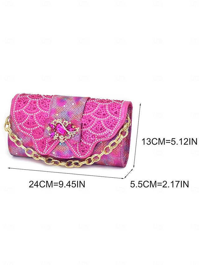 Matching Women's Heels Gold Slingback and Rhinestone Clutch