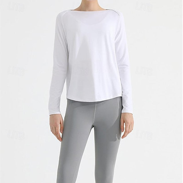 Women's Yoga Top Crew Neck Quick Dry Lightweight Breathable