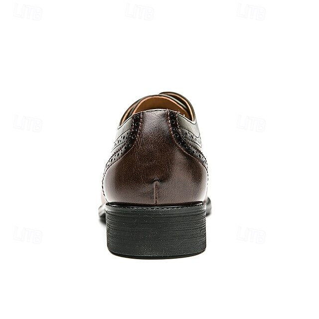 Shoes Wingtip – Leather Black and Men's Faux Oxford Brown