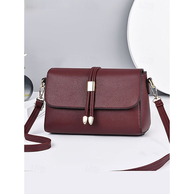 Bags in Leather Crossbody Burgundy Black and Faux Women's