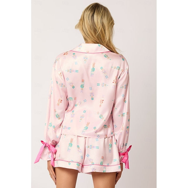 Santa Claus Sleepwear Pajamas Satin Pajama Women's Cosplay