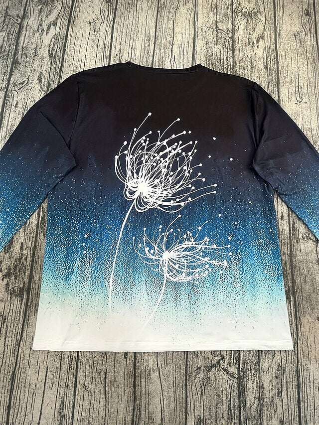 Women's T Shirt Print Ombre Graphic Plants Vintage Stylish