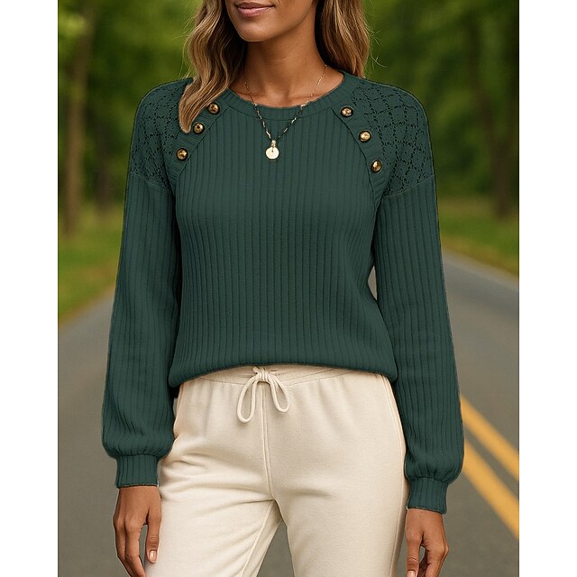 Women's Casual Tops Pullover Sweater Long Sleeve Top