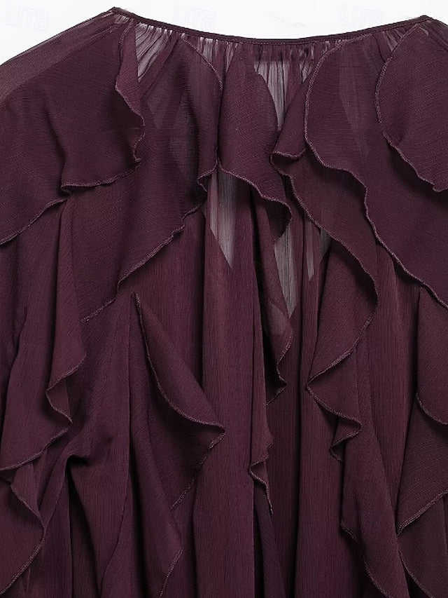 Women's Shirt Blouse Layered Plain Stylish Modern Long