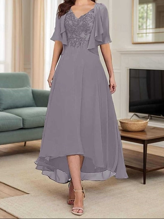 Bride Neck A-Line of Elegant V Mother Dress Simple the