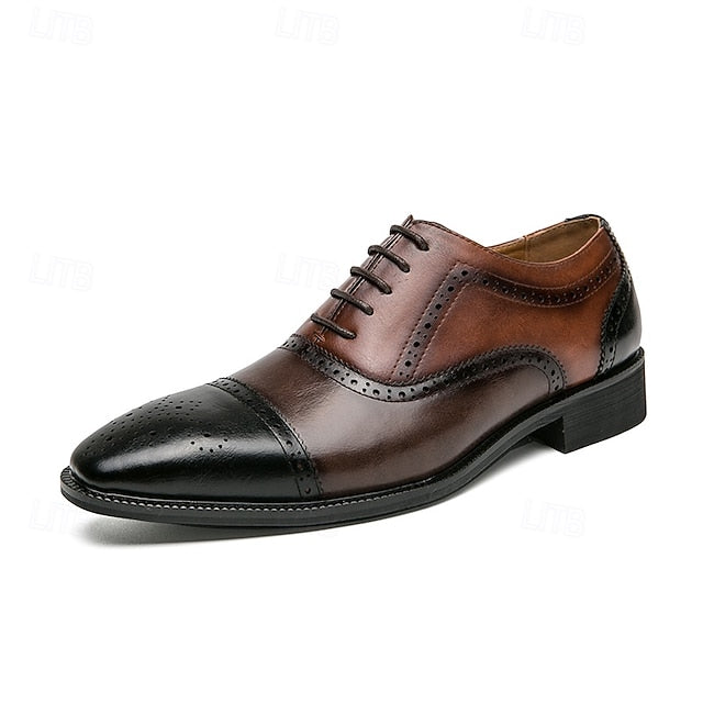 and Men's Faux Wingtip Oxford Brown Leather – Shoes Black