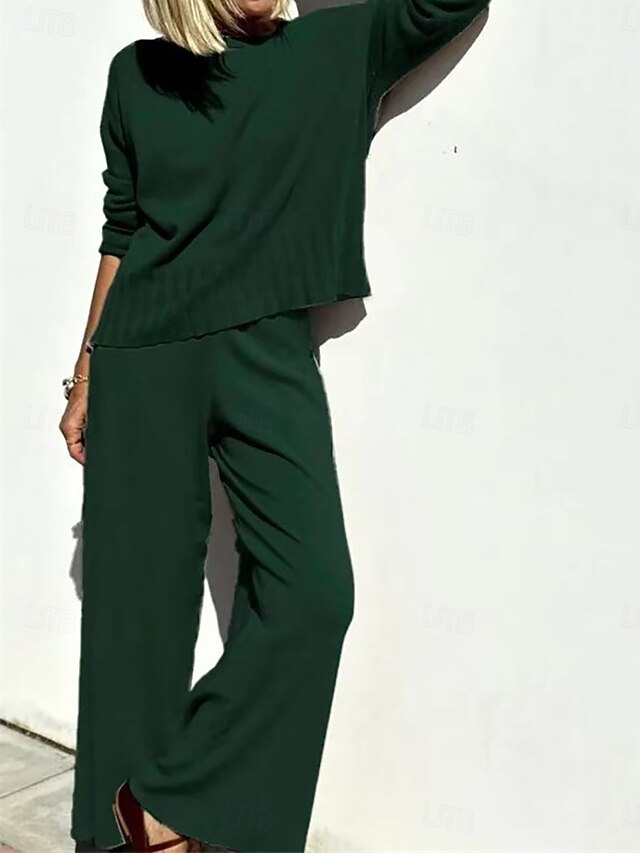 Women's Pants Sets Bolero Top Long Sleeve Crew Neck Plain