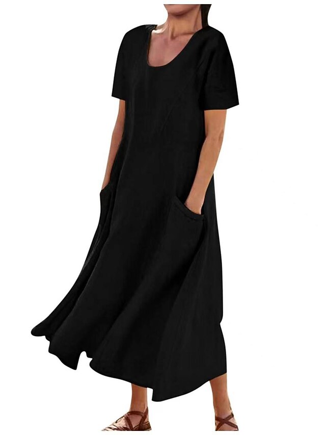 Women's Long Dress Maxi Dress Faux Cotton Linen Casual