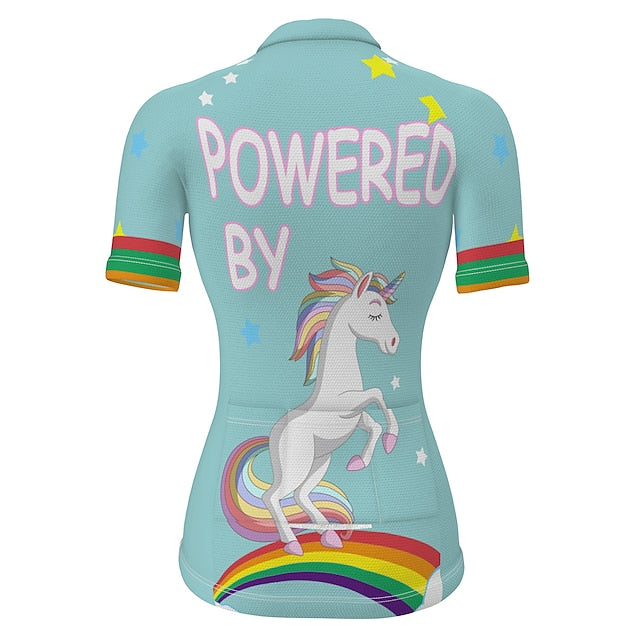 Women's Cycling Jersey Graphic Rainbow Unicorn Short Sleeve