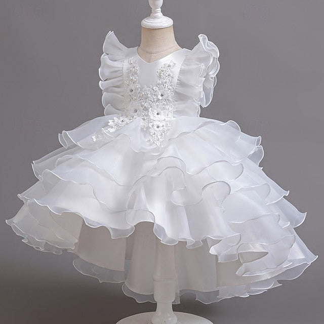 Dress Floral Girls' Asymmetrical Party Kids