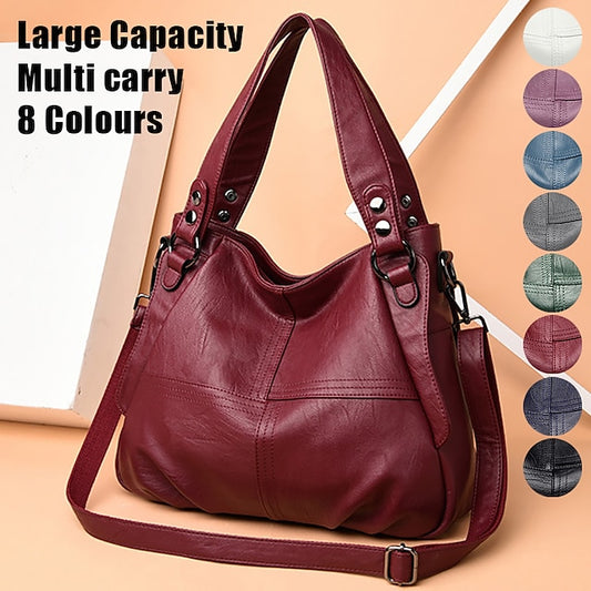 Burgundy Large Faux Shoulder – Women's Leather Bag