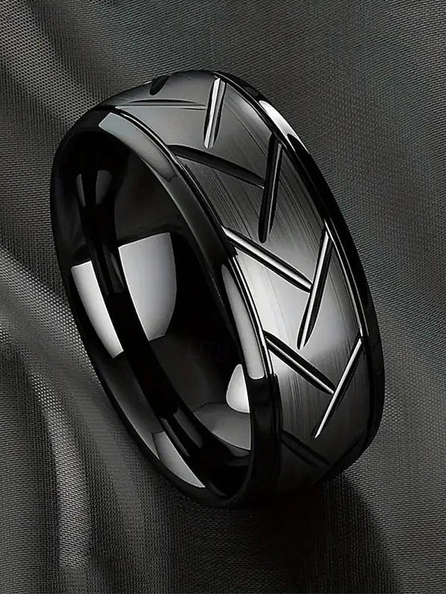 Modern Steel Men's Pattern Stainless Geometric – Rings