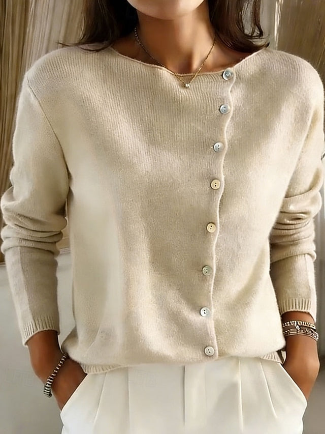 Women's Sweater Cardigan Elegant Streetwear Casual Solid