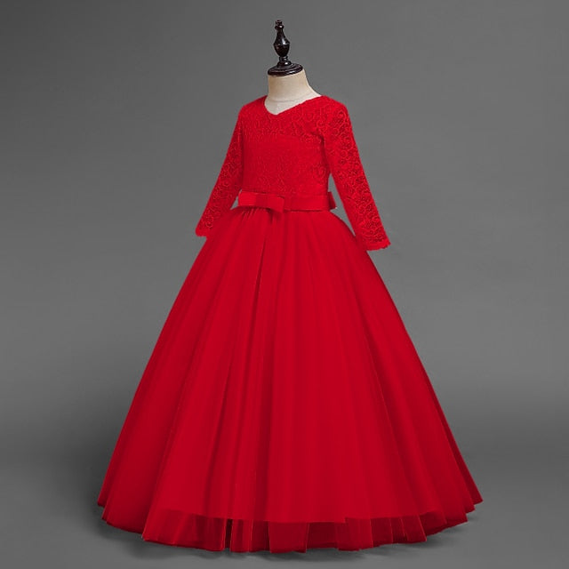 Flower Wedding Dress Girls' Half Sleeve Kids Girl