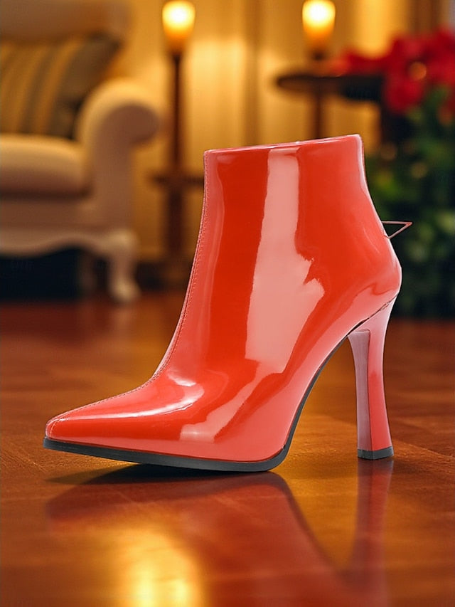 Heel Boots Faux Ankle Gold Fur Women's Lining Stiletto with