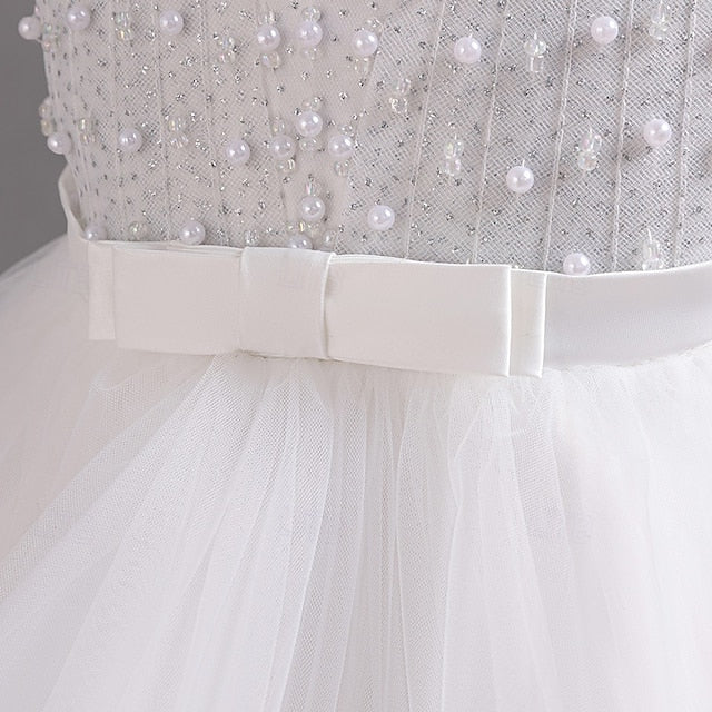 Short Color Kids Solid Wedding Dress Party Sleeve Girls'