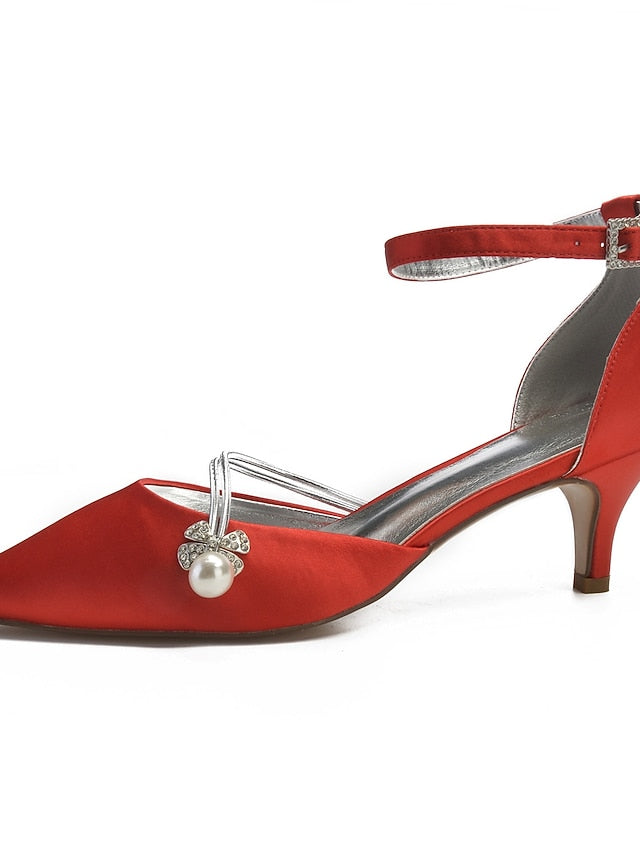 Heels Women's Kitten with Satin and Blue Pearl Dark