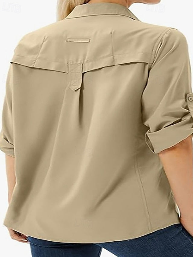 Women's Shirt Blouse Buttons Plain Elegant Vintage Tropical