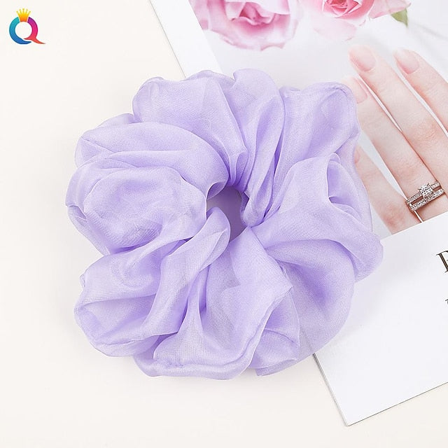 Chiffon Hair Rope Hair Ring Love Heart Printing Satin Fabric