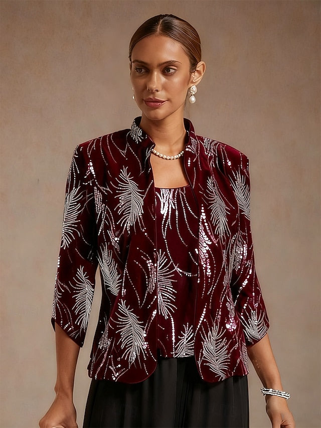 Women's Dressy Tops Elegant High Neck Blue Spring Fall