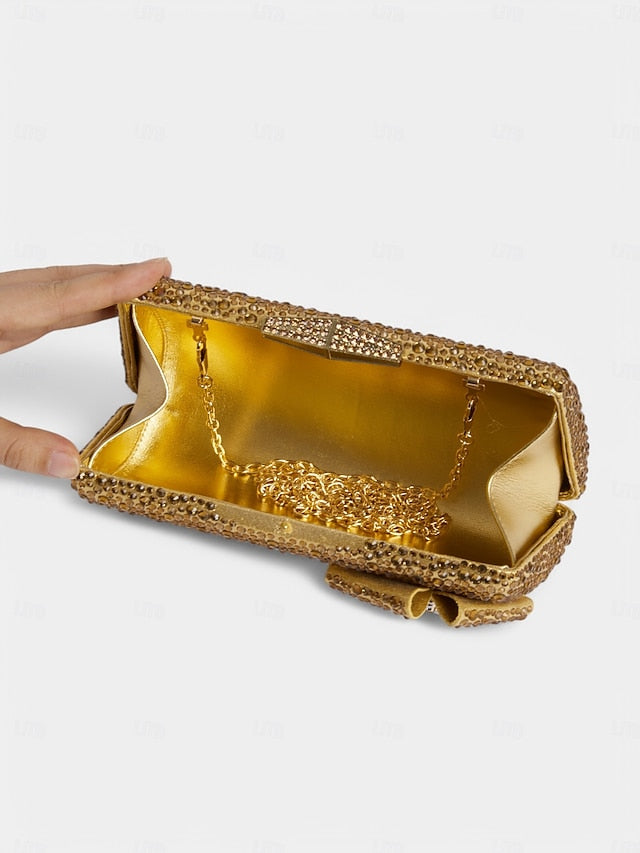 Clutch Sparkling with High Sandals Matching Rhinestone Bow Heel