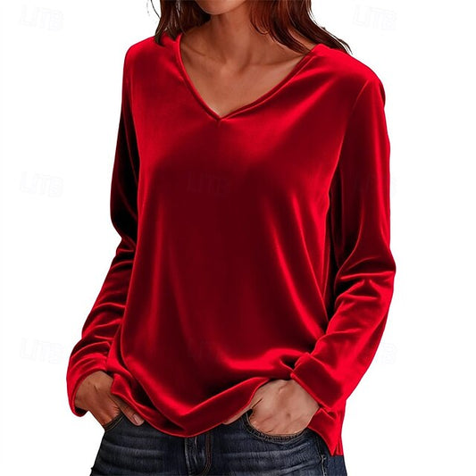Women's T Shirt Patchwork Solid Color Plain Elegant Vintage