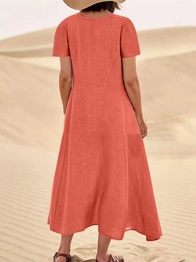 Women's Long Dress Maxi Dress Faux Cotton Linen Casual