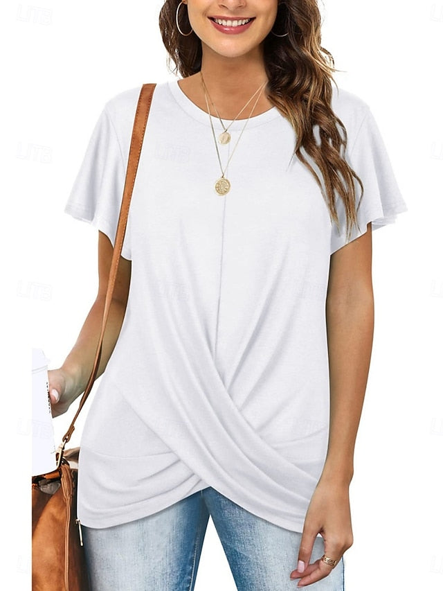 Women's T Shirt Solid Color Plain Classic Modern Casual
