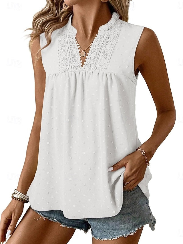 Women's T Shirt Tee Top Lace Patchwork Plain Fashion