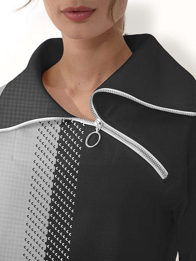 Women's Golf Pullover Sweatshirt Black Blue Rose Red Long