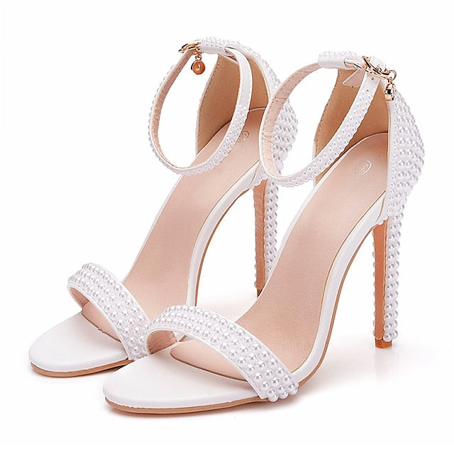Wedding Women's Heel Pearl-Embellished Shoes Elegant High