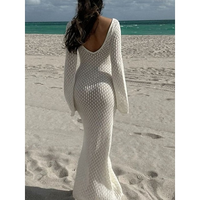 Women's Swimwear Cover Up Swim Dress Swimsuit Crochet