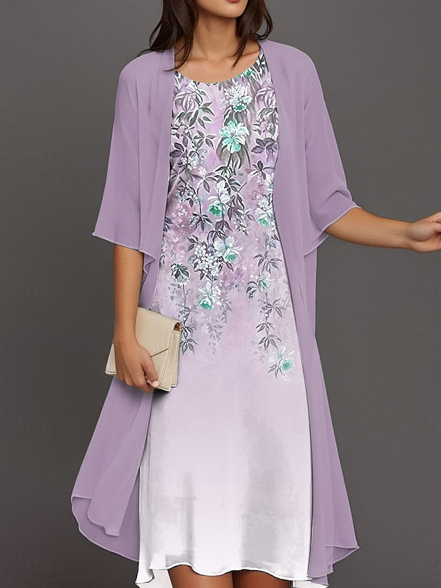 Women's Graduation Dress Midi Dress Dress Set Chiffon Dress