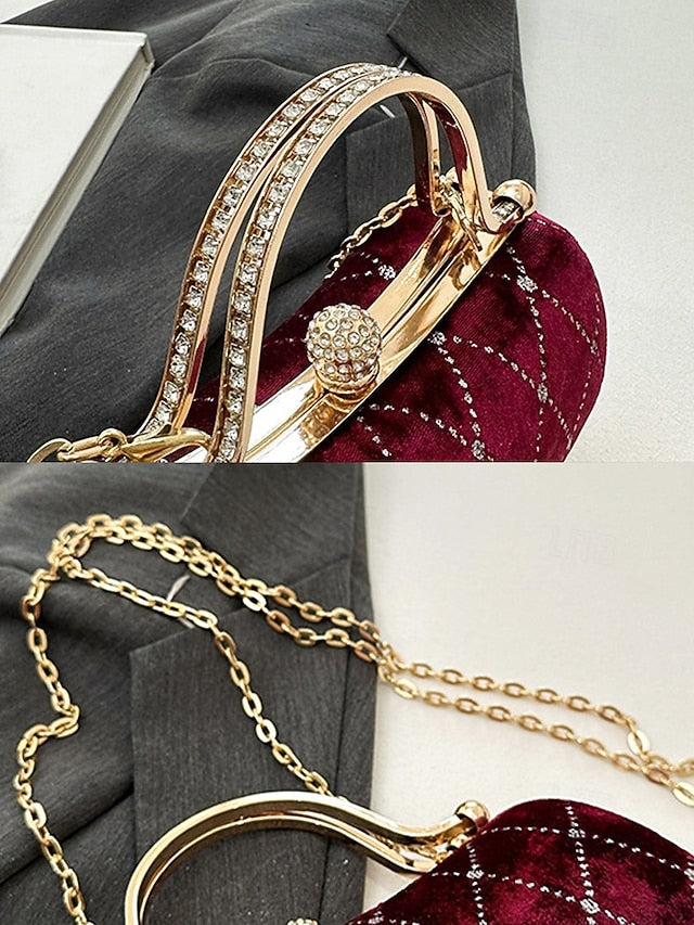Velvet Diamond Quilted Evening Women's Accents Purse with -