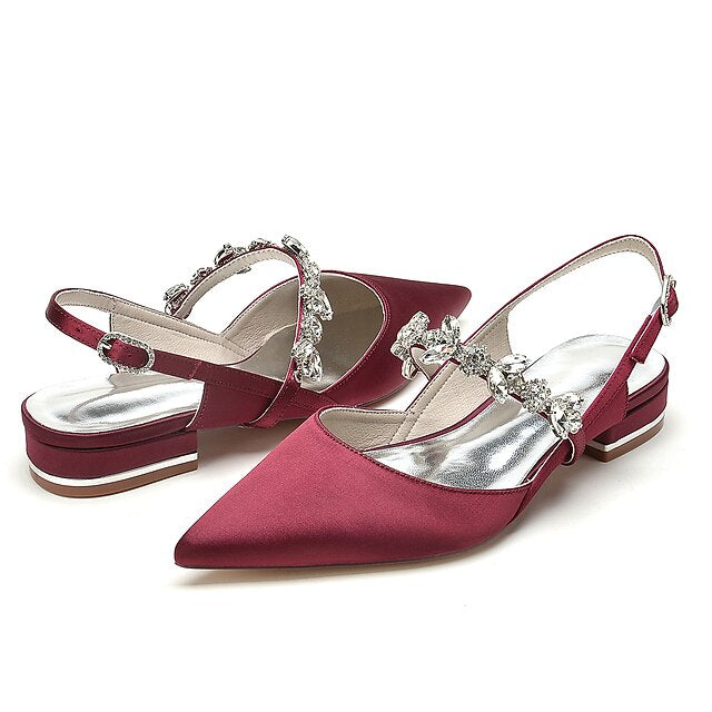 Crystal Wedding Women's Flat Shoes Bridal Heel