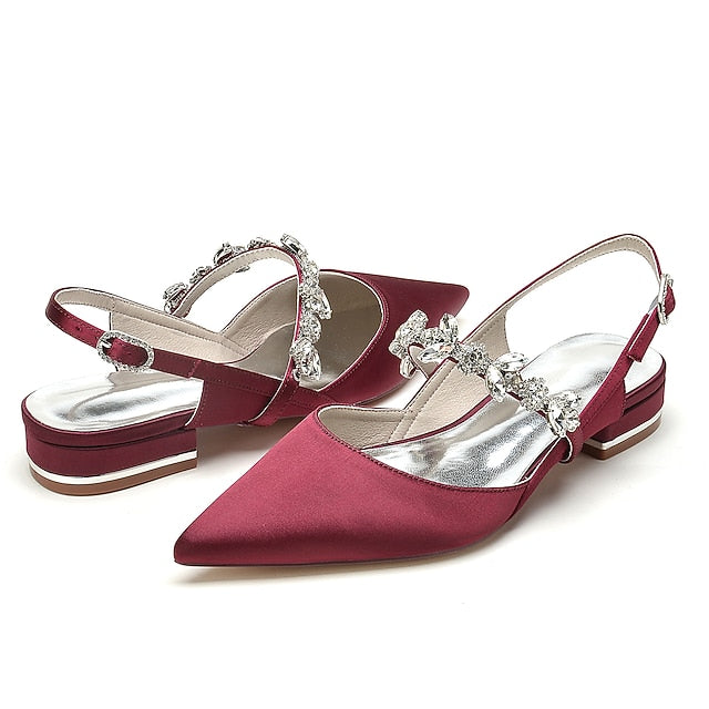 Shoes Heel Bridal Women's Flat Wedding Crystal